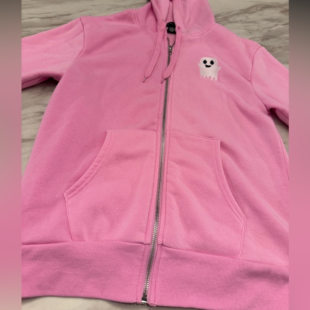 Better Together Pink Sweatshirt Hoodie With Embroidered Ghost - Picture 11 of 12